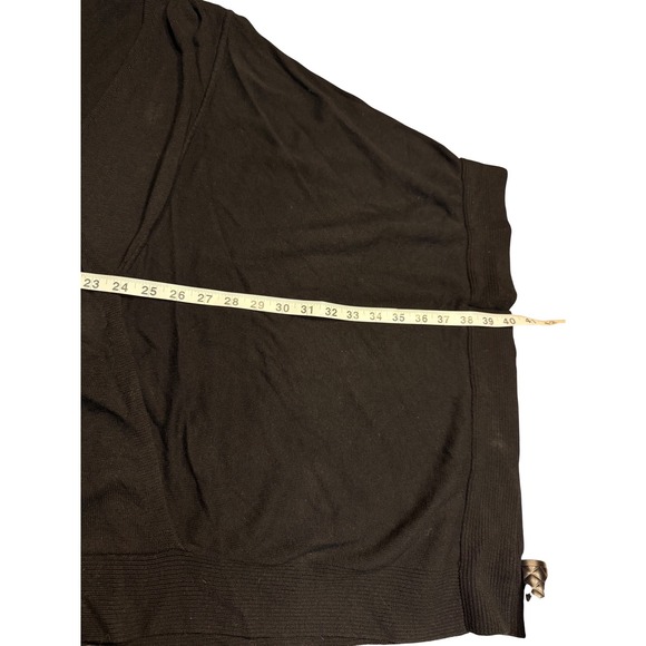 MarlaWynne Black V-Neck Dolman Sleeve Oversized Knit Sweater ML Cotton Viscose - Picture 3 of 6